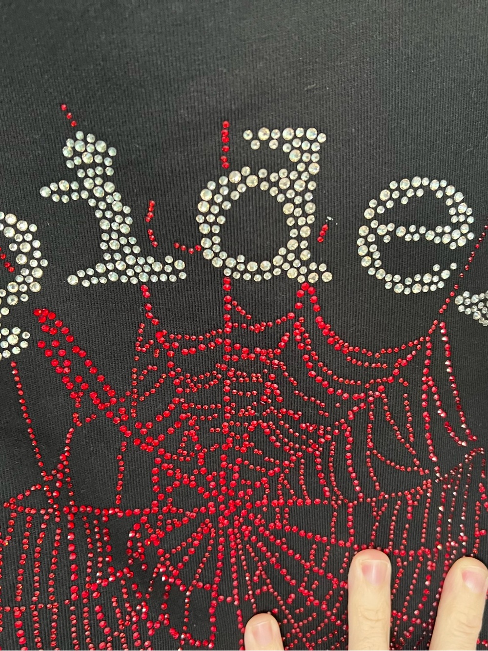Spyder Black Hoodie with Red Rhinestone Spiderweb - Picture 4 of 5
